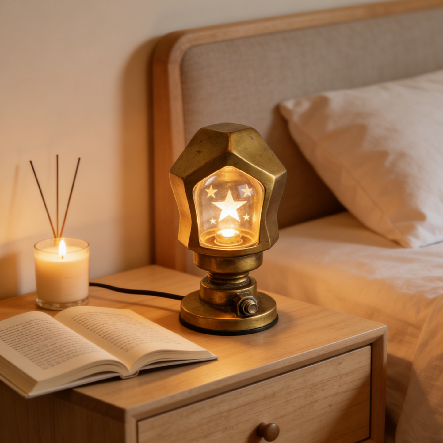 Vintage Starburst Metal Table Lamp - Industrial Steampunk Accent Lamp for Bar & Living Room